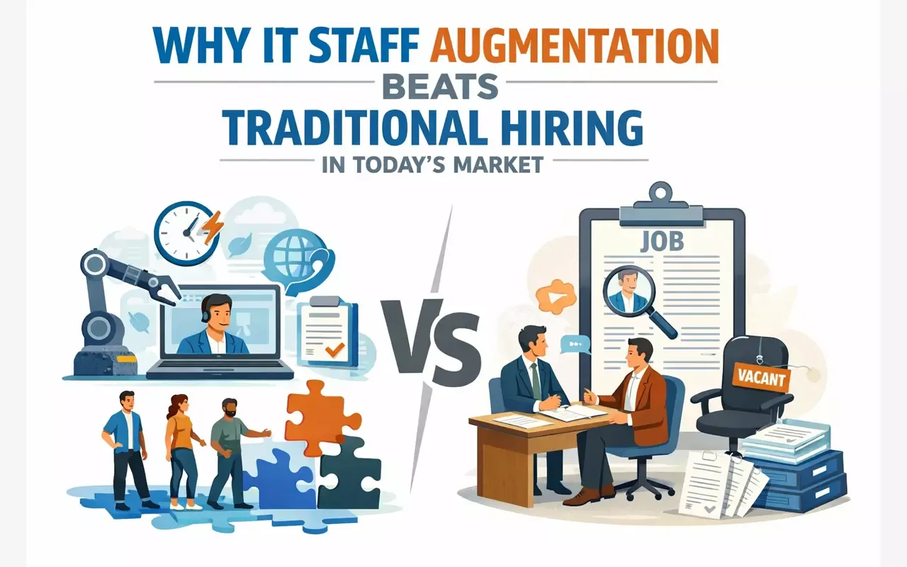 IT staff augmentation vs traditional hiring comparison illustration